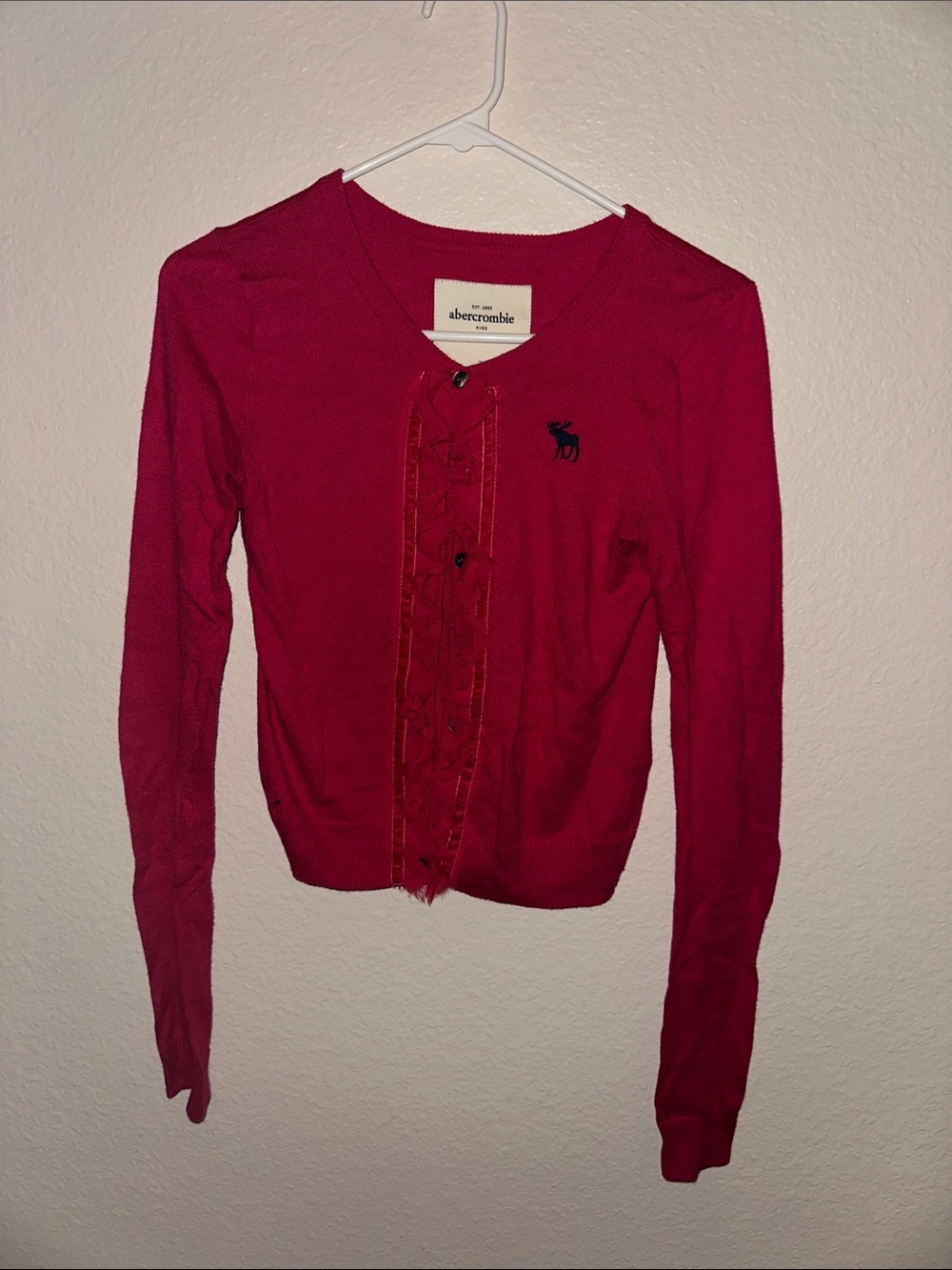 Abercrombie & Fitch Raspberry Button-Front Cardigan